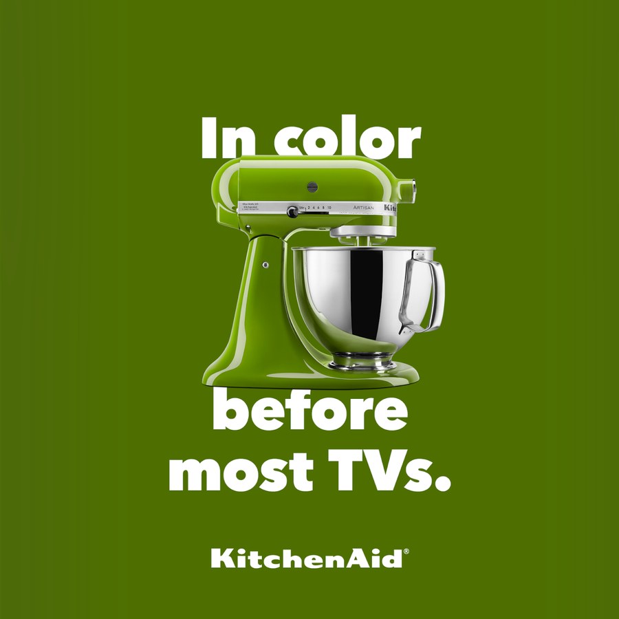 End card reading In color, before most TVs, with the KitchenAid logotype