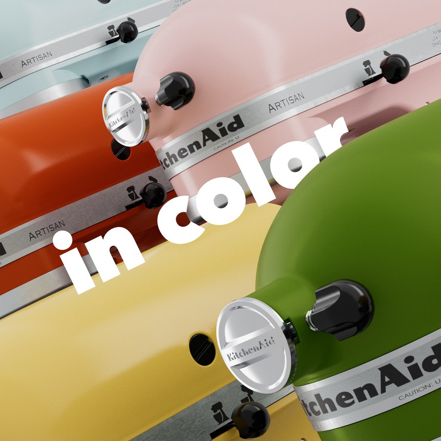Mixers tumbling across the colour bands, the words in color held steady