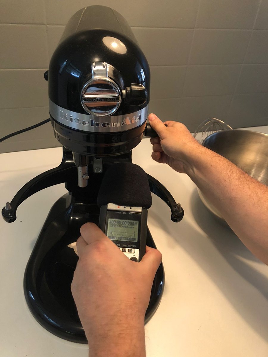 The motor close-miked with a handheld recorder while the speed dial is turned