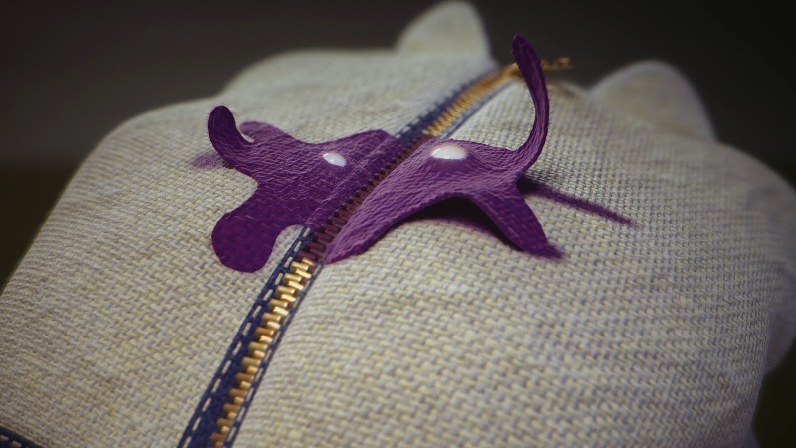 The mark itself, a few threads of purple