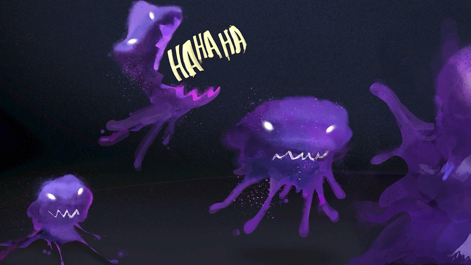 Monster variants, with the laughter written into the frame