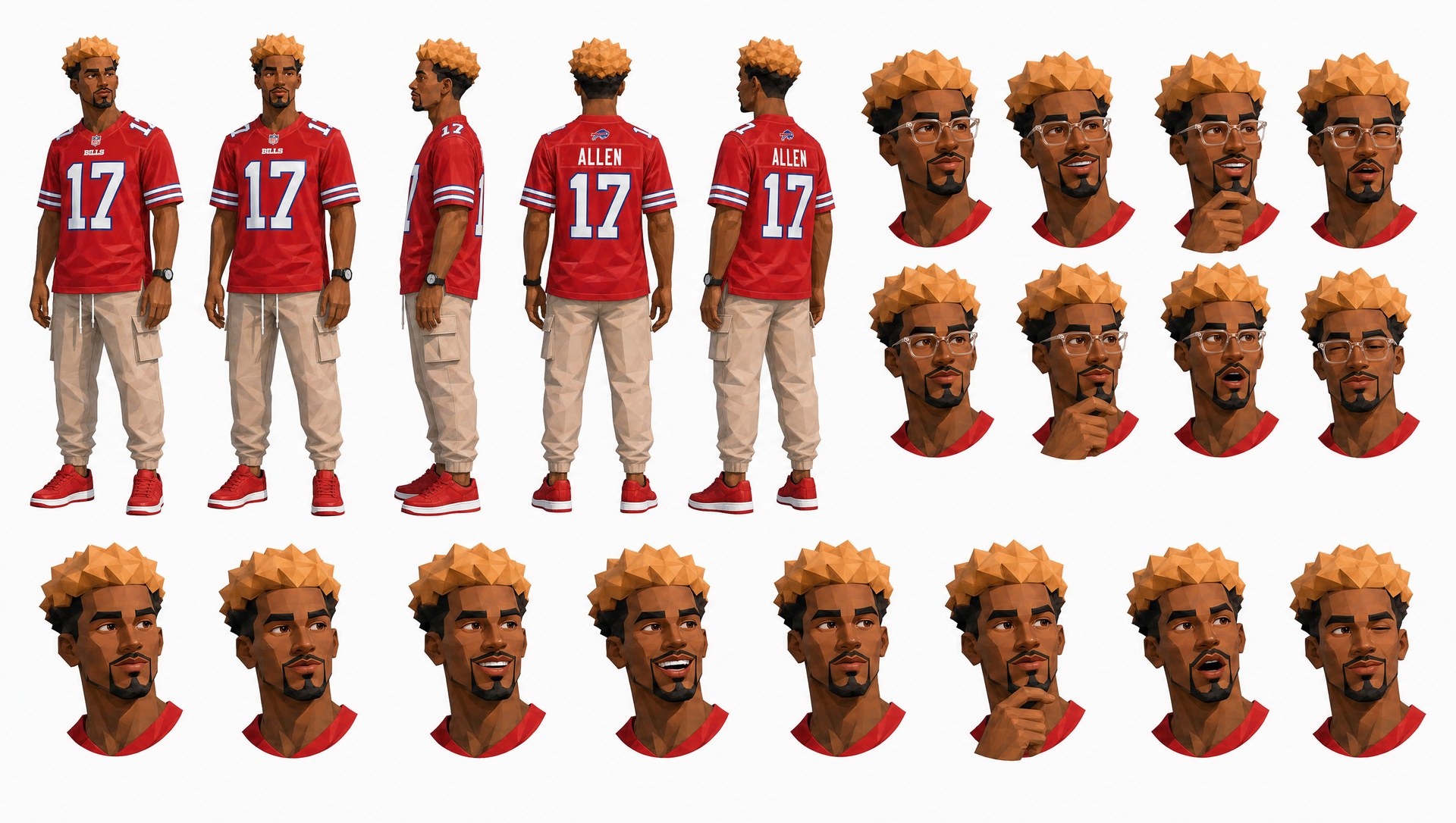 Derrick, turnaround and expression sheet