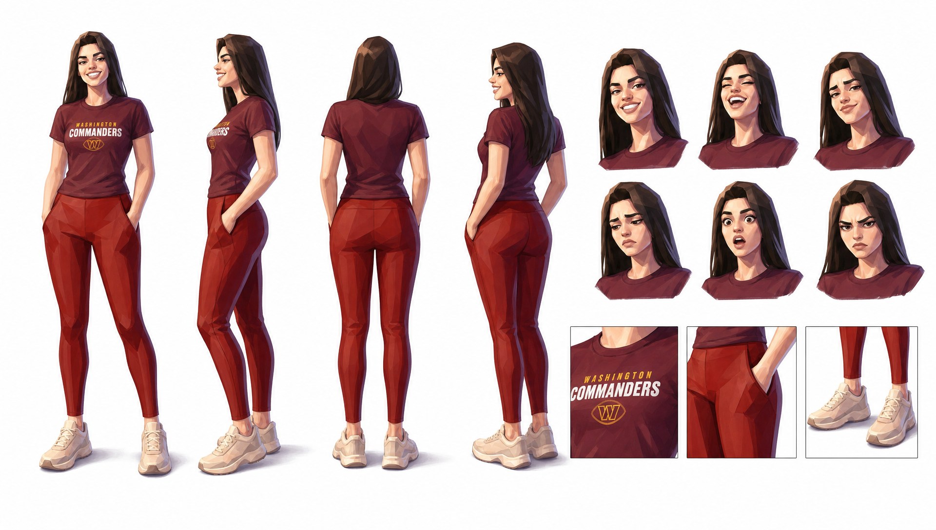 Gabby, turnaround and expression sheet