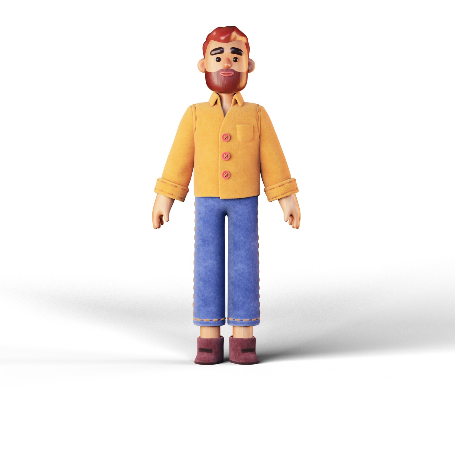 An articulated wooden character figure in a yellow jacket
