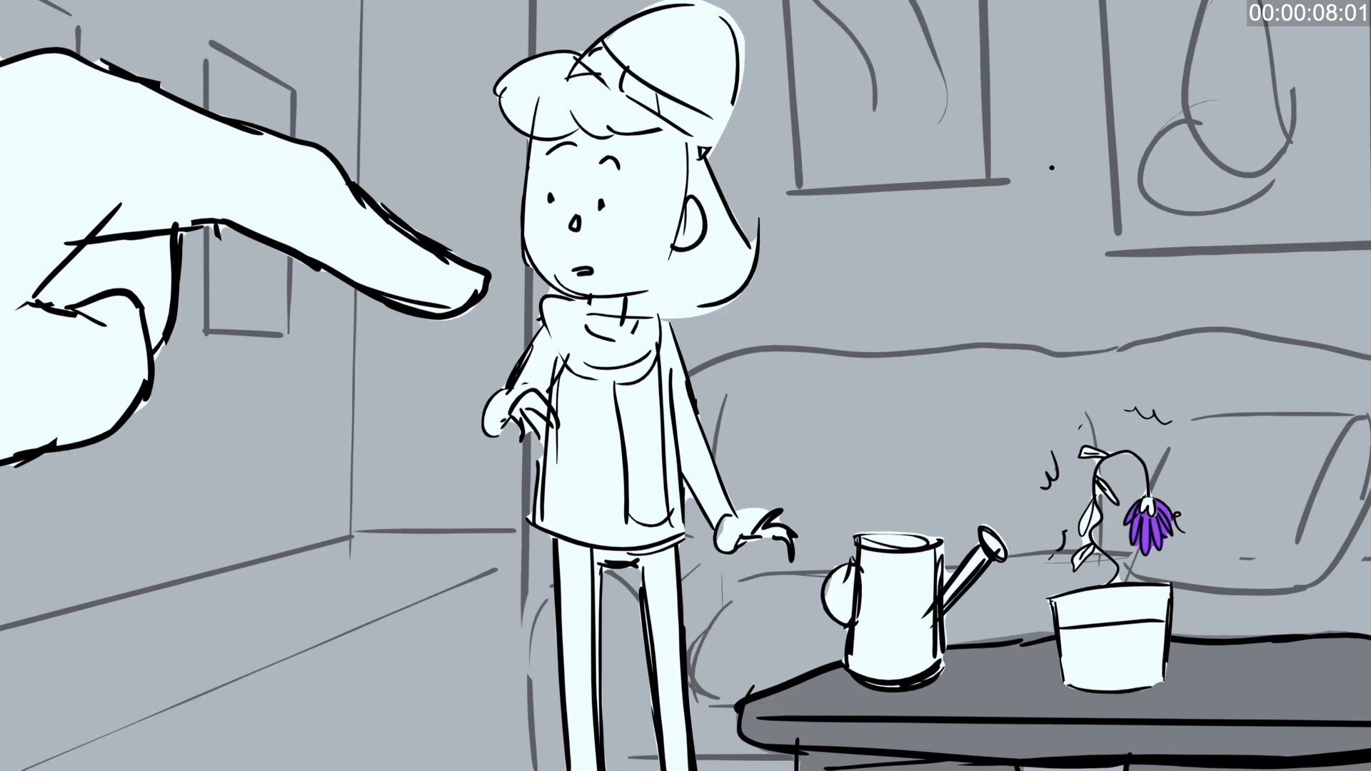 Animatic stage of The Flowers Whisperer