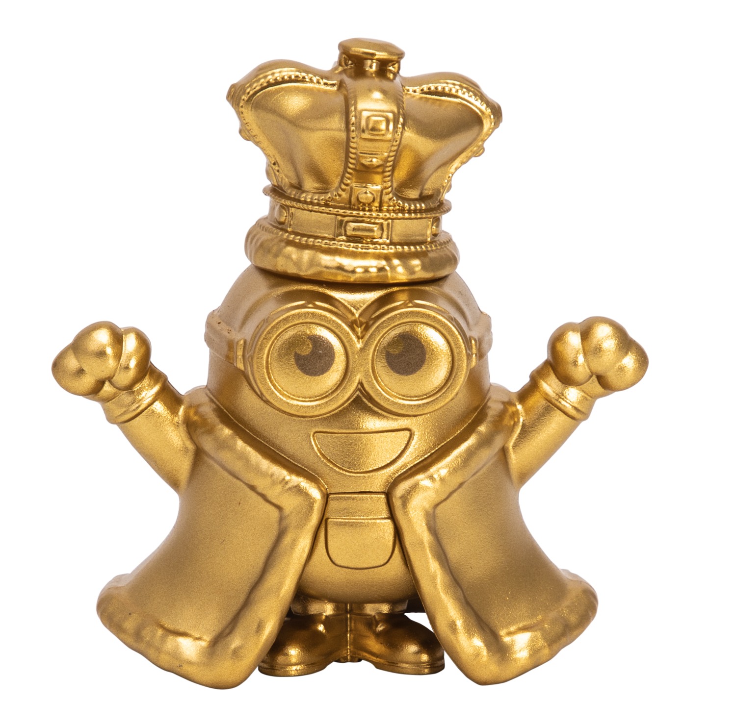 A gold Minion king figure, metallic finish