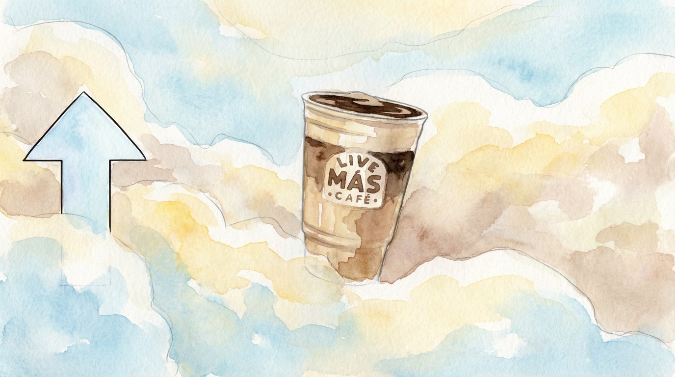 A hand drawn board frame of the cup rising through clouds