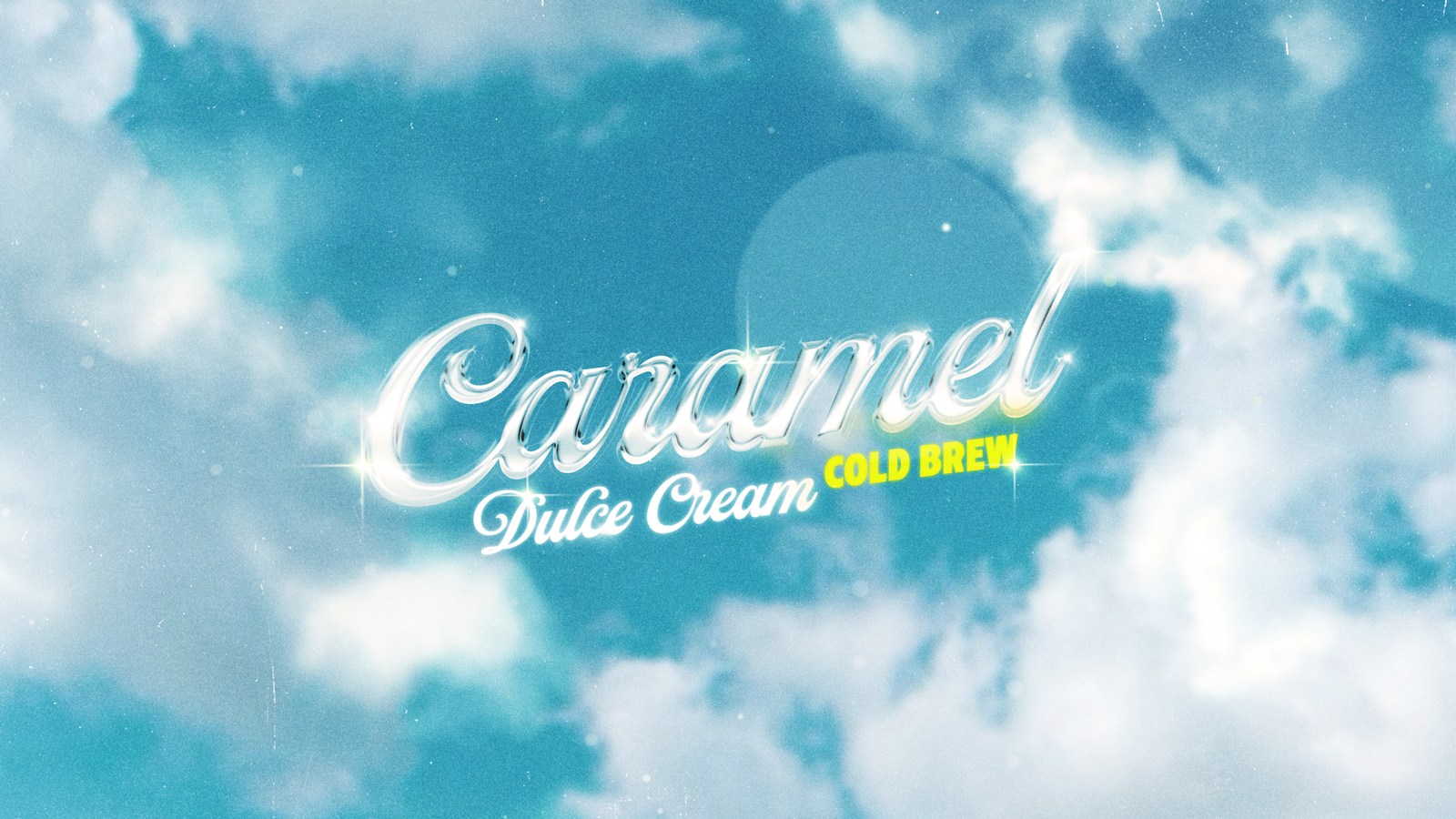 Script type lockup reading Caramel Dulce Cream Cold Brew
