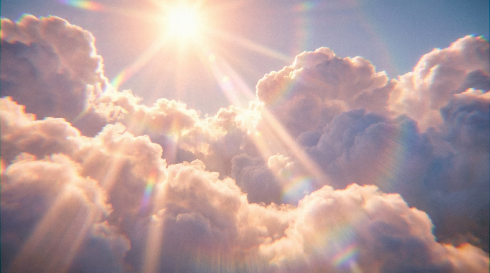 Concept frame of sunlight breaking through clouds