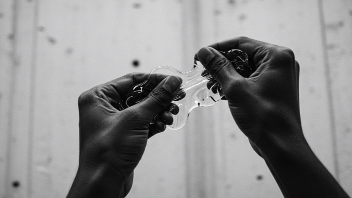 Black and white look study, hands drawing the glass wide