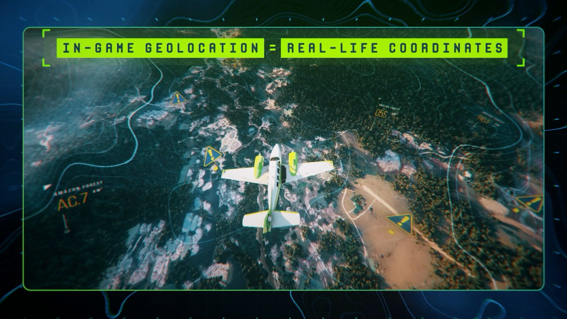 A heads up display showing that in game geolocation matches real life coordinates