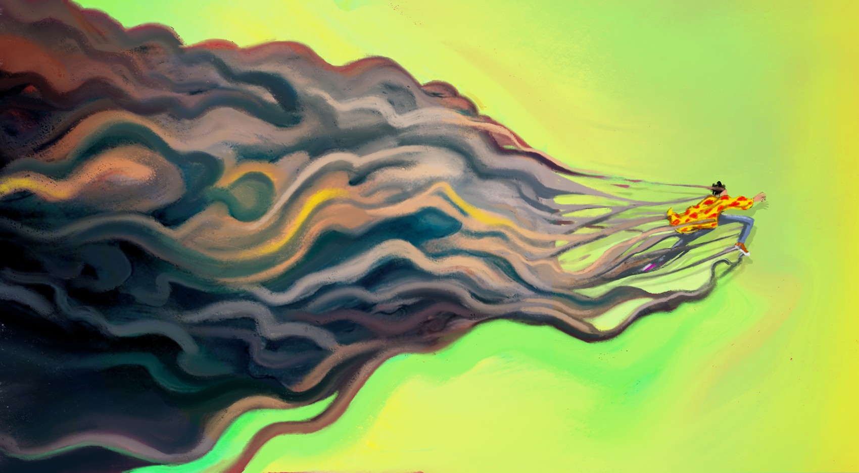 Painted study of smoke shapes