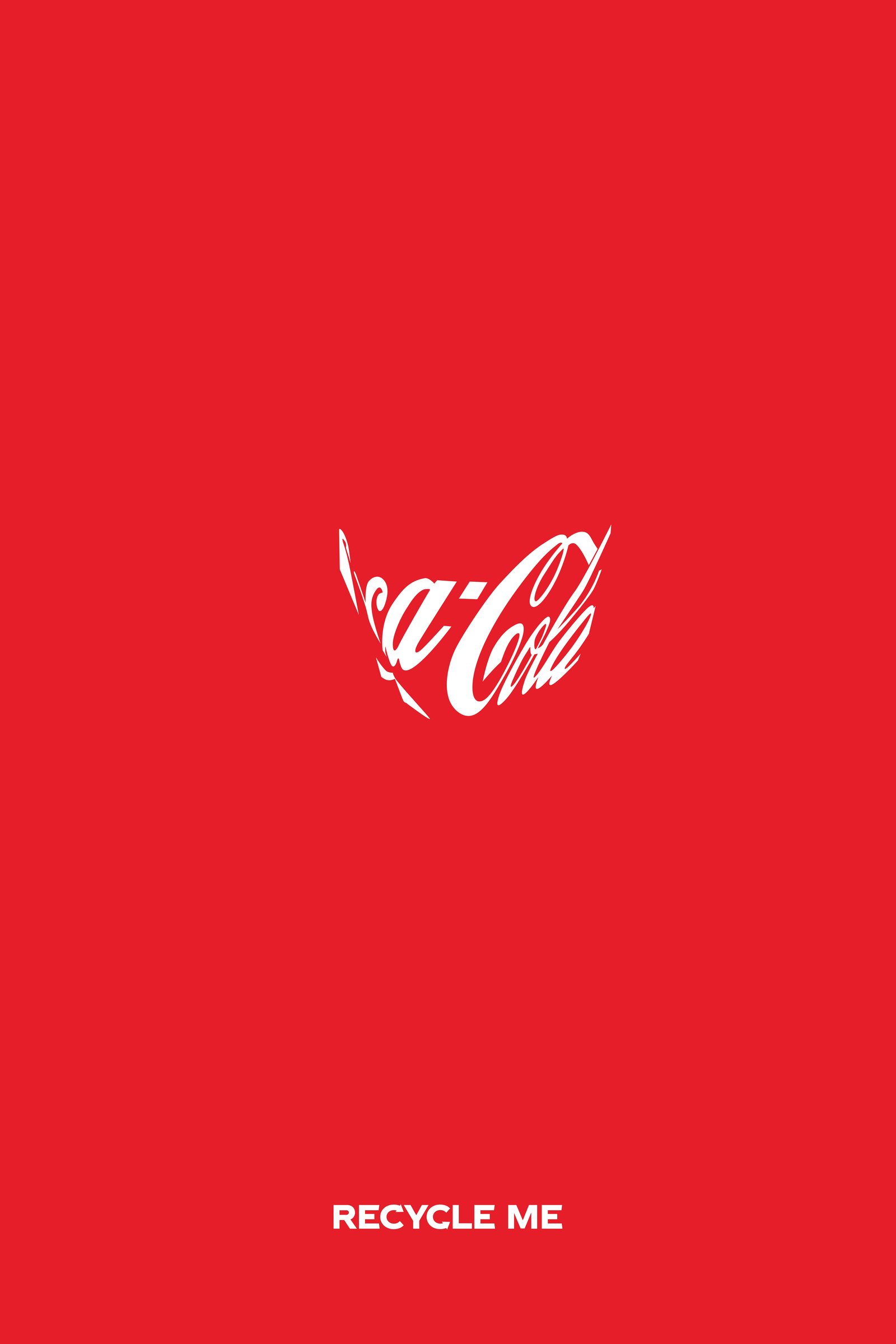 Coca-Cola Recycle Me print, crushed logo variation, Recycle me
