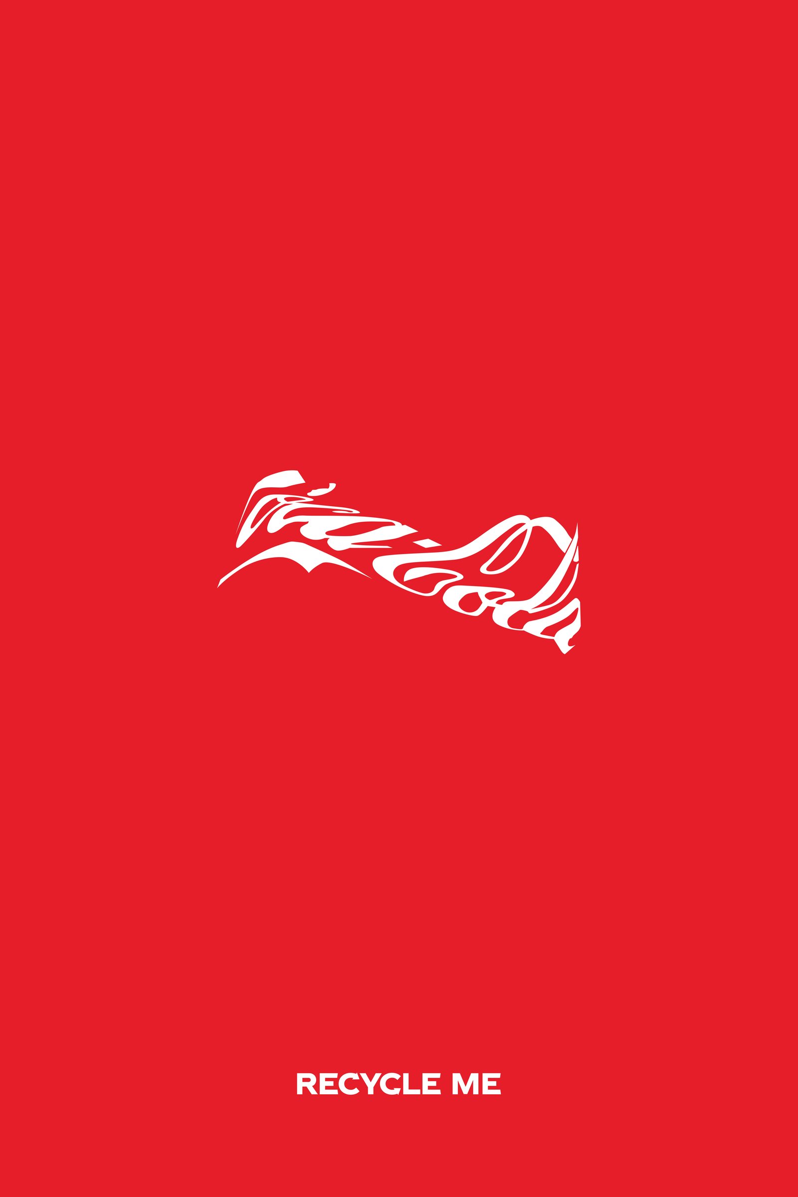 Coca-Cola Recycle Me print, crushed logo variation, Recycle me