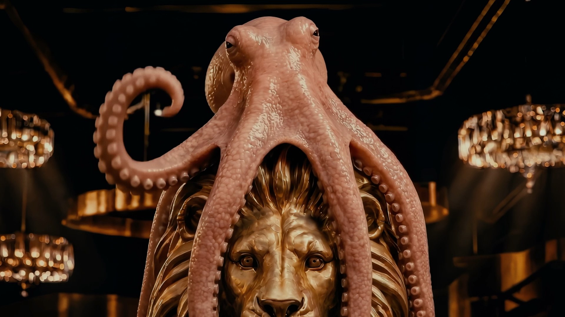 An octopus sprawled on a Vegas hotel bed with a phone in one tentacle, from BetMGM Polvo by LOBO