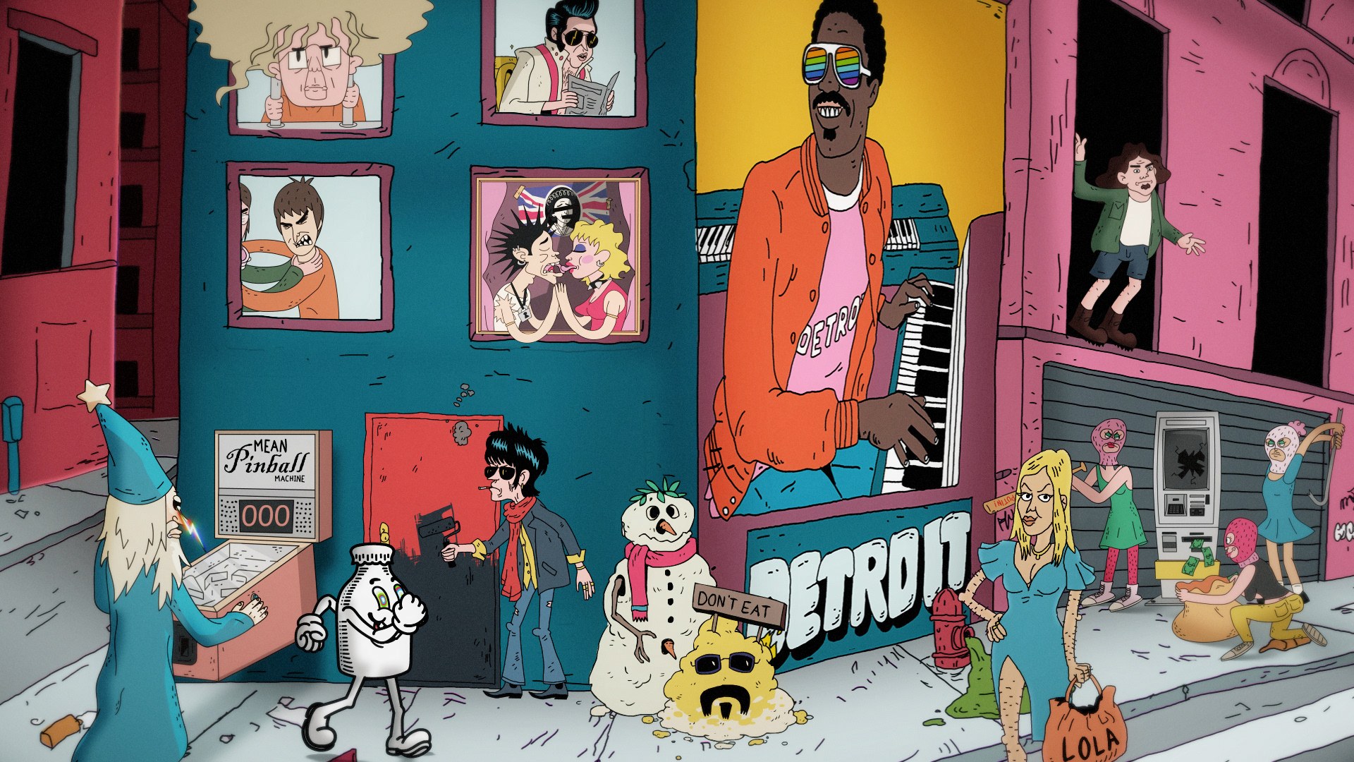 Boy Howdy and a Detroit street, hand-drawn for CREEM is Risen